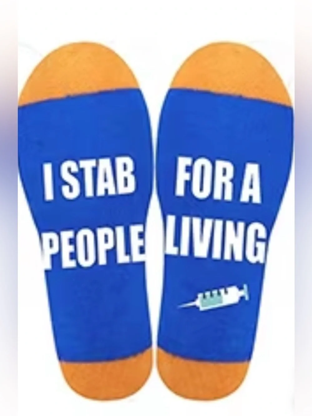 Pick 1 Pair Nurse-Themed Crew Socks - Assorted Blue, Pink, Purple, Black, Orange